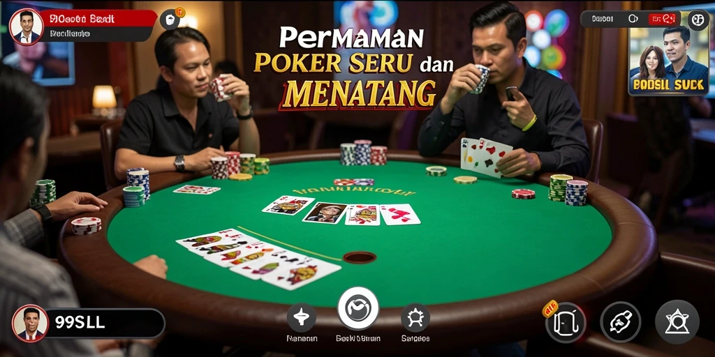 Screenshot menunjukkan gameplay Poker yang seru dan menegangkan.