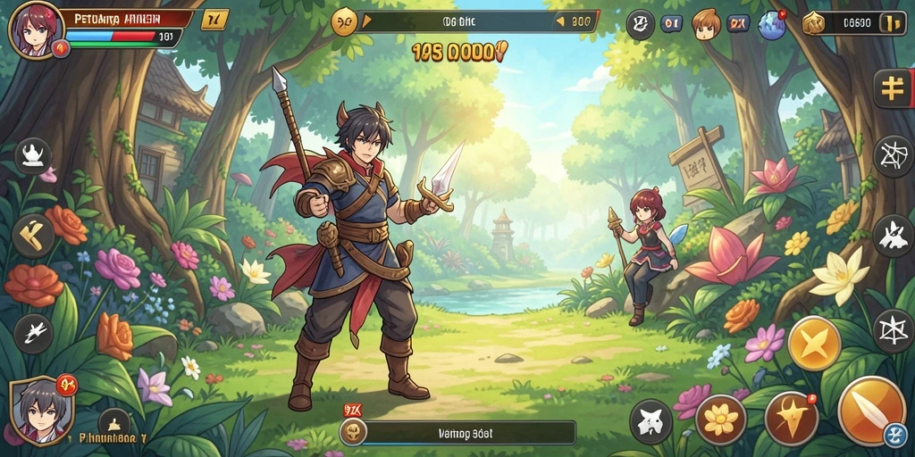 Tampilan gameplay <strong>9ZK</strong> yang penuh warna dan karakter anime yang menarik.