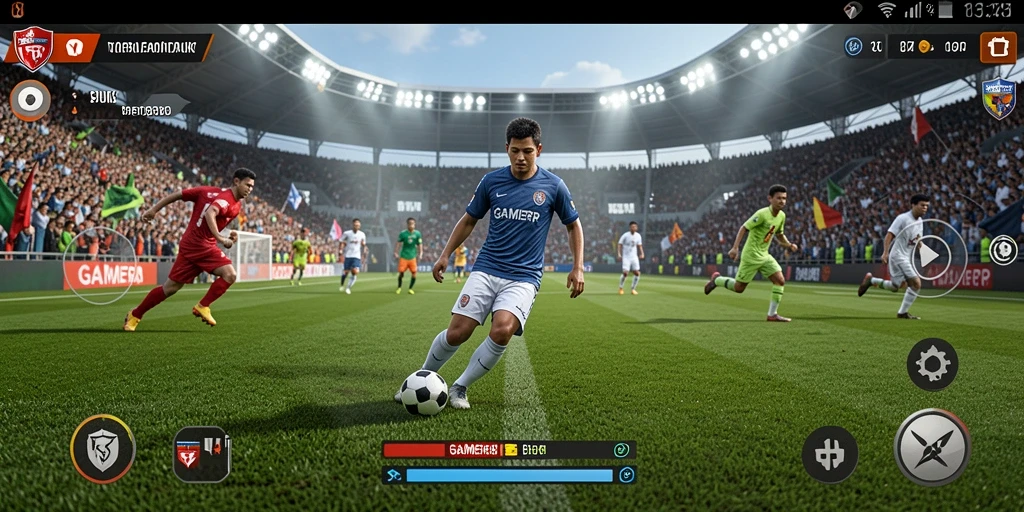 Tampilan menarik dari gameplay sepak bola di GAMERP.