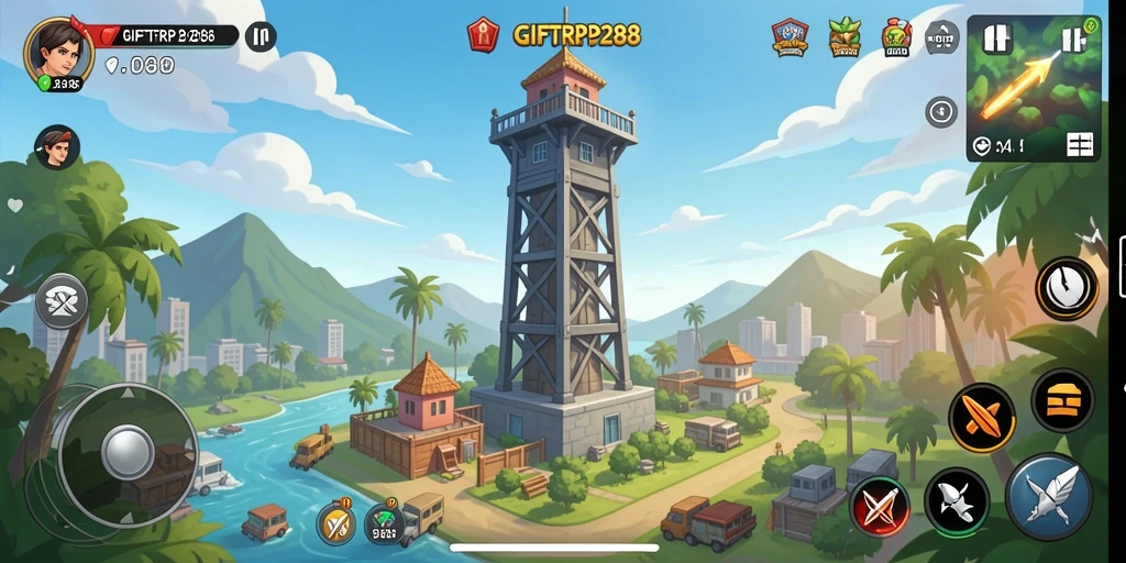 Tangkapan layar utama menampilkan aksi seru dari gameplay Tower Defense GIFTRP288.
