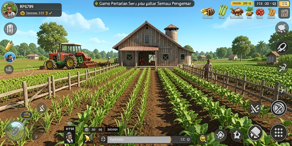 Tampilan gameplay menarik dari RP6789 yang menampilkan aktivitas bertani.
