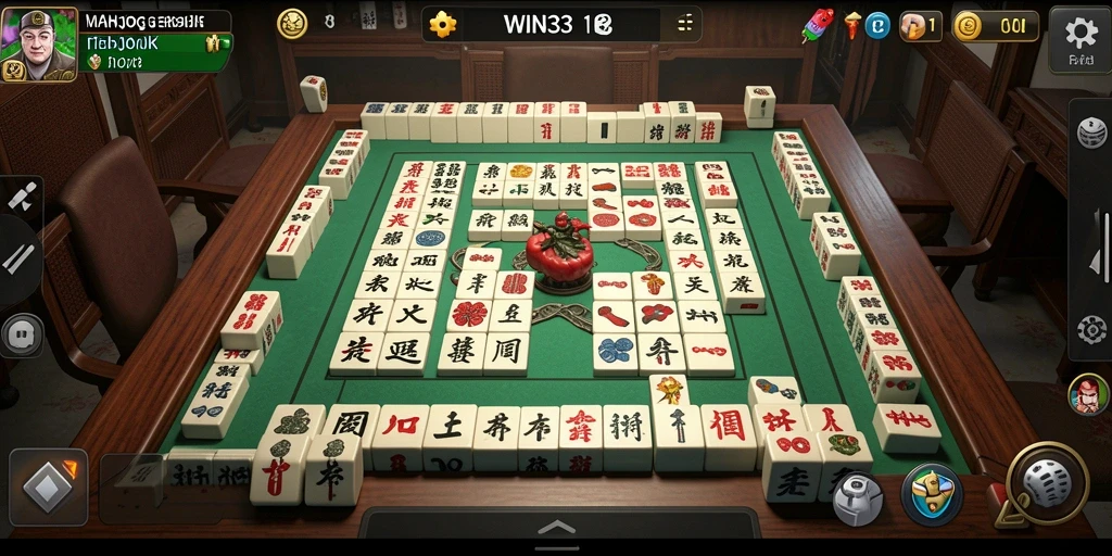 Screenshot gameplay dari WIN33 menunjukkan tampilan seru permainan Mahjong yang menantang.